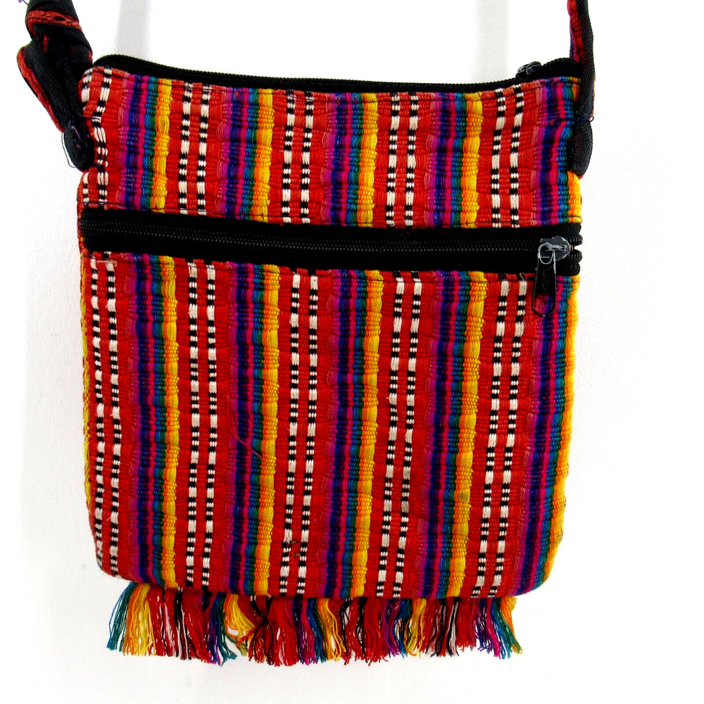 Boho Crossbody Handbag Women Small Multicolor Striped Ethnic Purse Shoulder Bag